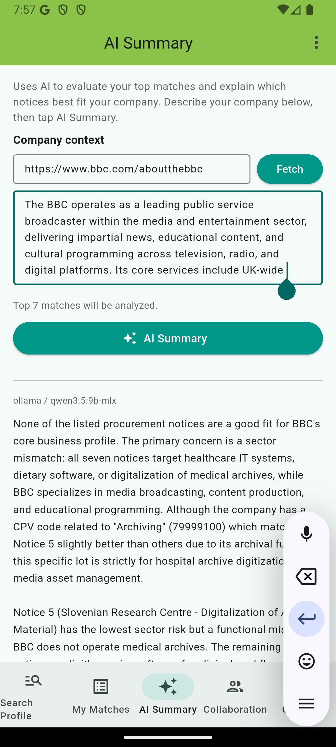 TenderAlert AI summary of an EU procurement notice